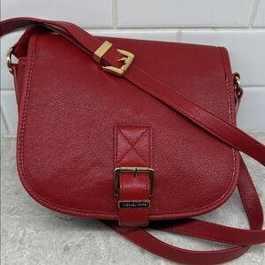 Michael Kors Cherry Red Leather Crossbody Bag. 10x8 in. Like New!